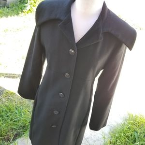 Harve Benard Wool Black Long COAT Petite 8 Womens